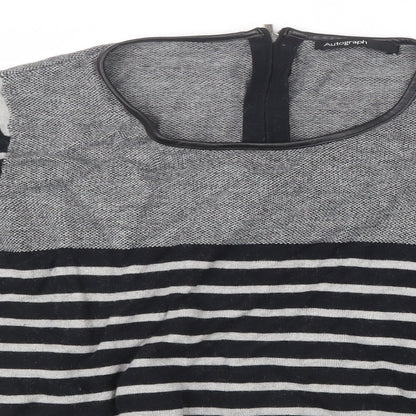 Autograph Womens Grey Striped Knit Pullover Jumper Size 18