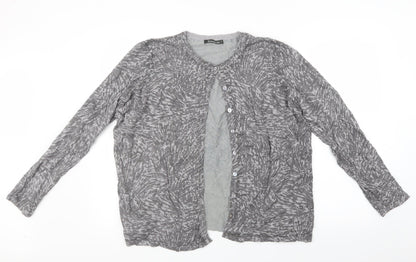 Bonmarché Womens Grey Geometric Knit Cardigan Jumper Size L