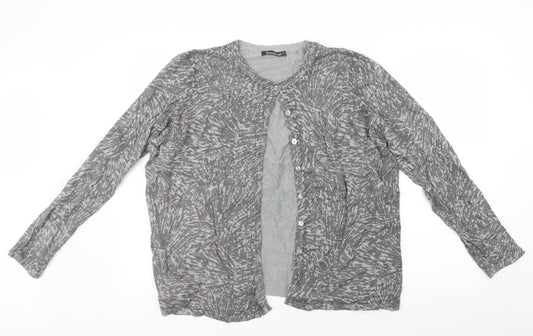Bonmarché Womens Grey Geometric Knit Cardigan Jumper Size L