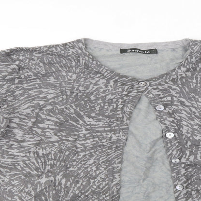 Bonmarché Womens Grey Geometric Knit Cardigan Jumper Size L