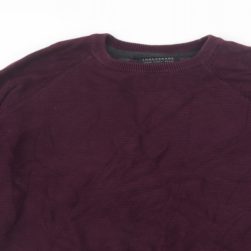 Threadbare Mens Purple  Knit Pullover Jumper Size M
