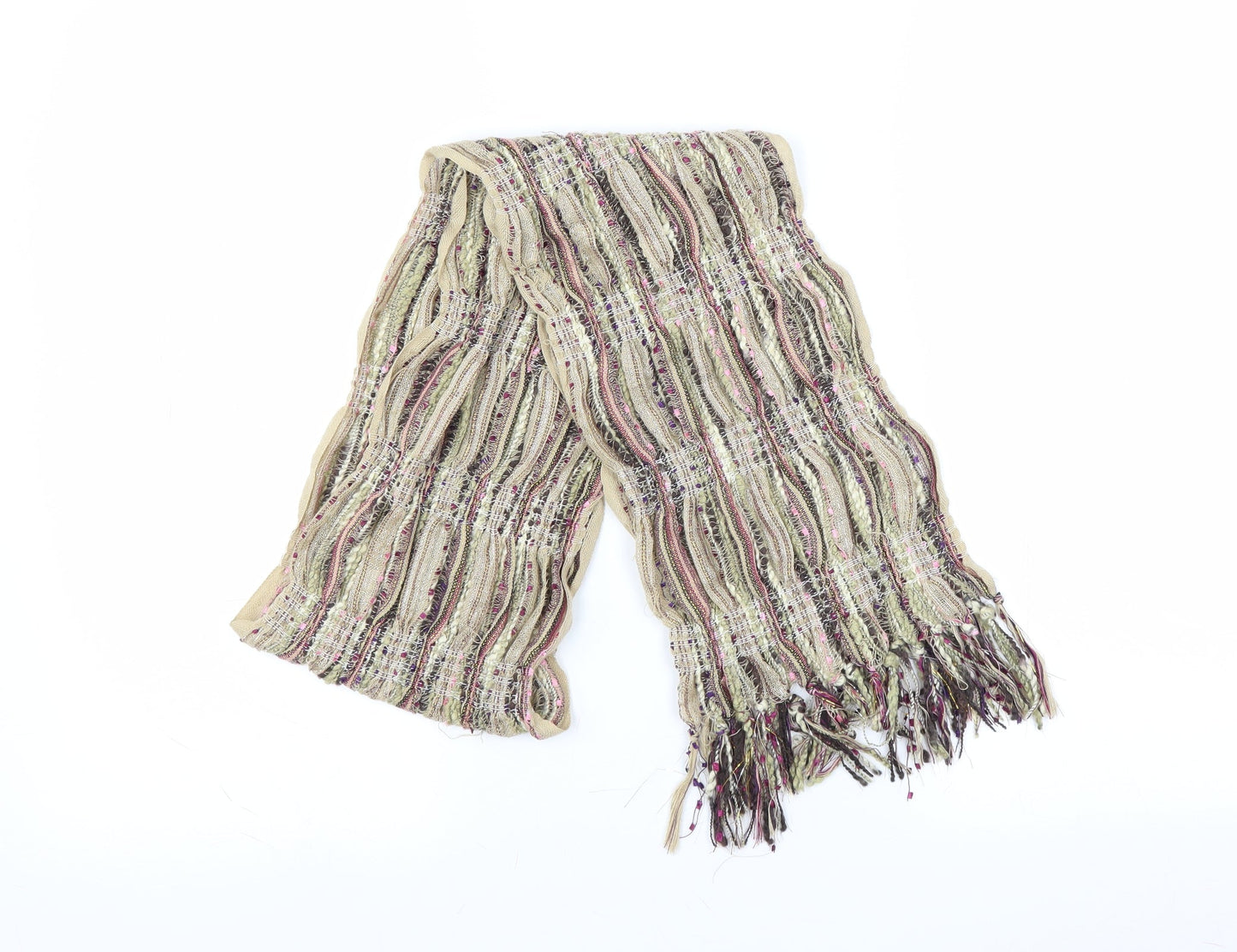 Preworn Womens Beige    Scarf   - fringe detail
