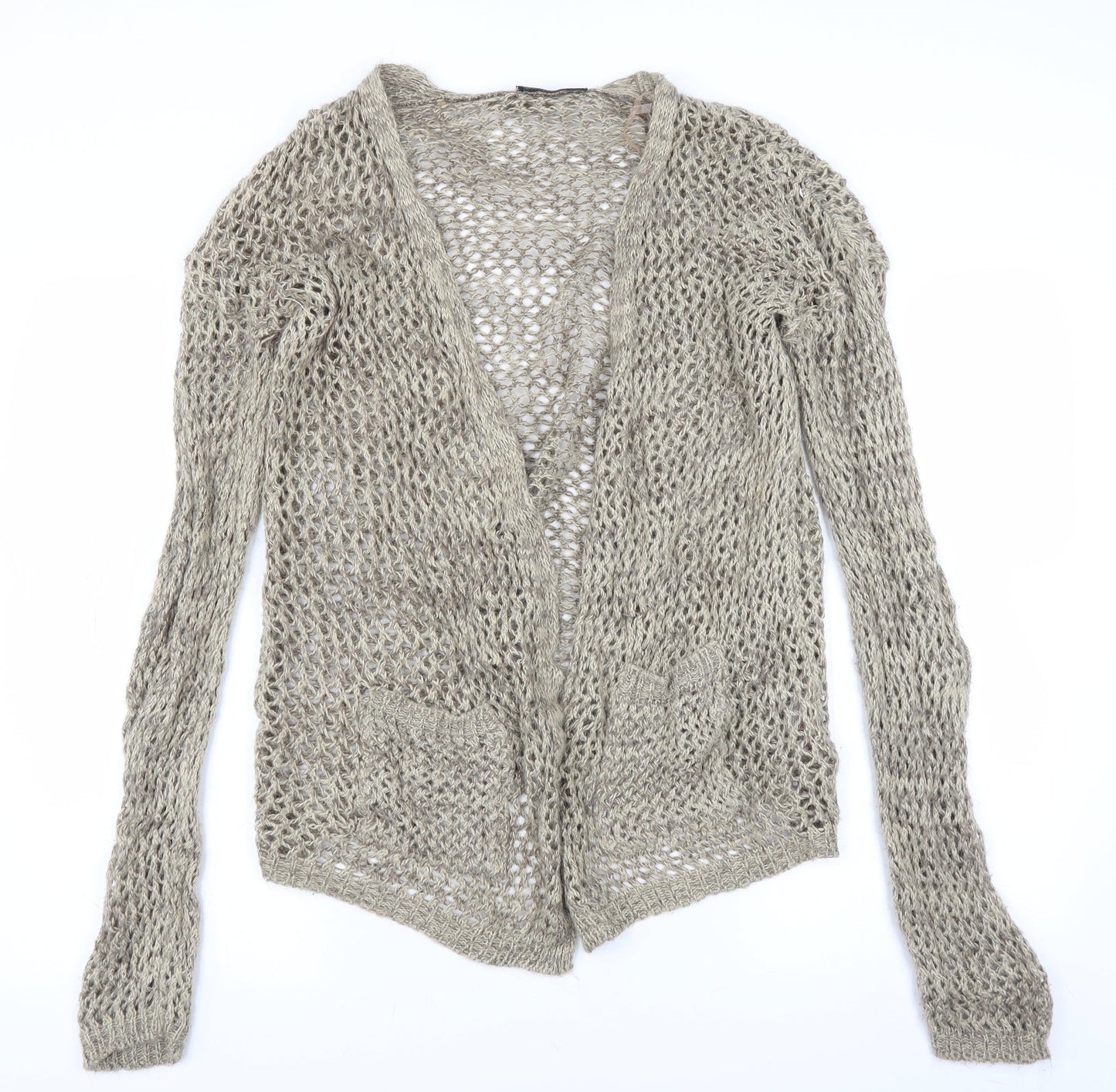 internationale Womens Beige   Cardigan Jumper Size 12  - open knit