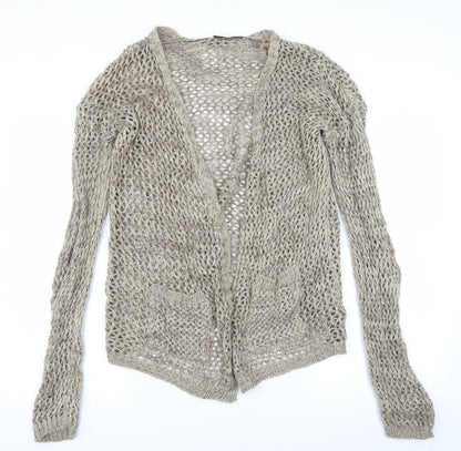 internationale Womens Beige   Cardigan Jumper Size 12  - open knit