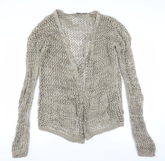 internationale Womens Beige   Cardigan Jumper Size 12  - open knit