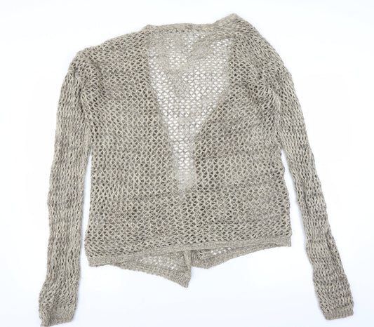 internationale Womens Beige   Cardigan Jumper Size 12  - open knit