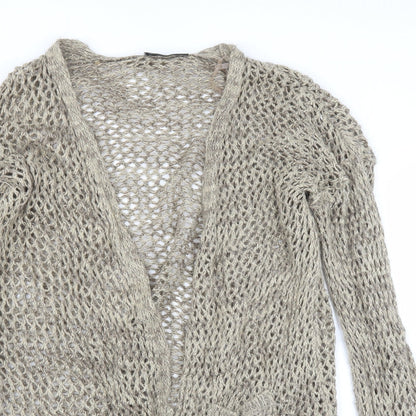 internationale Womens Beige   Cardigan Jumper Size 12  - open knit