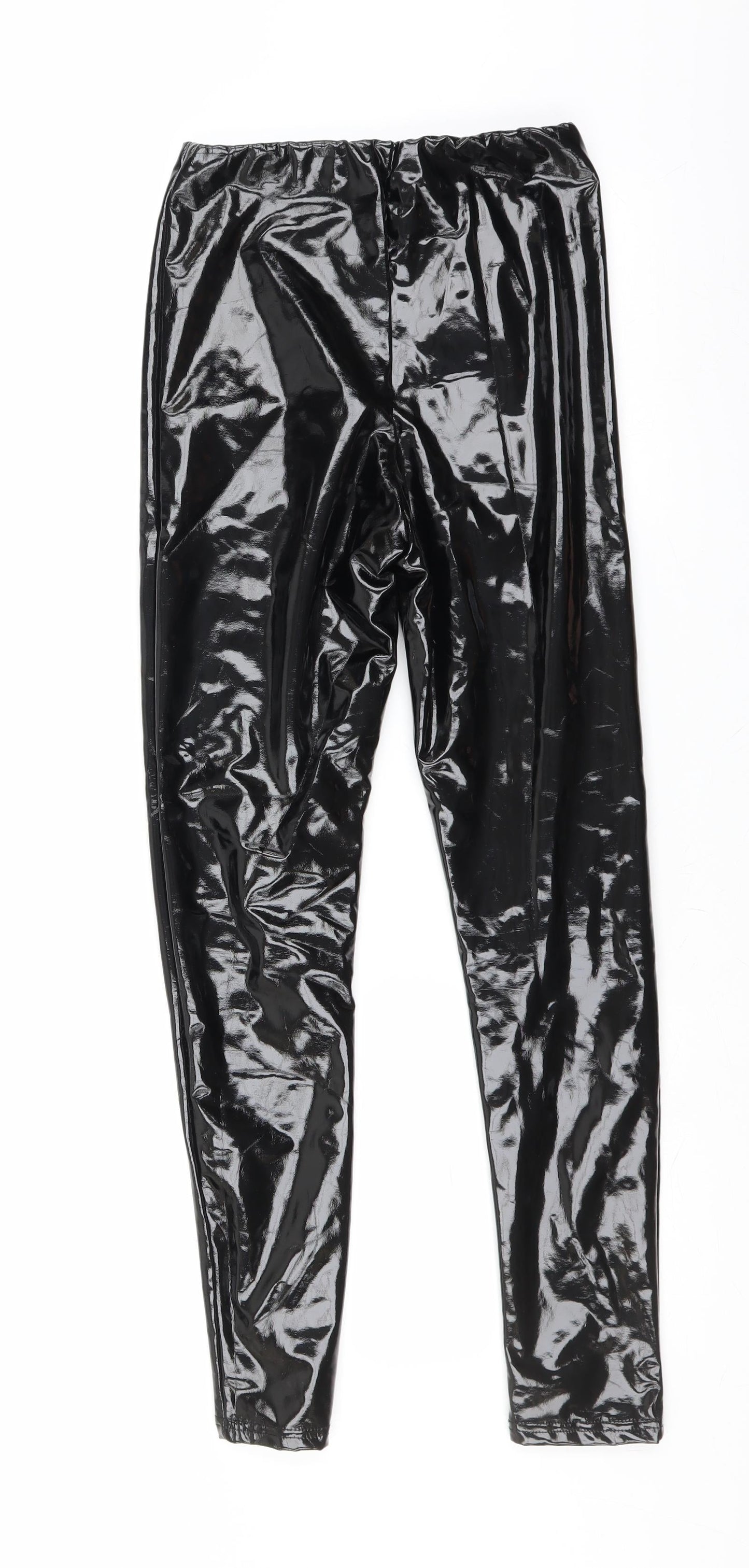 Rebellious Womens Black   Trousers  Size 8 L26 in - wet look