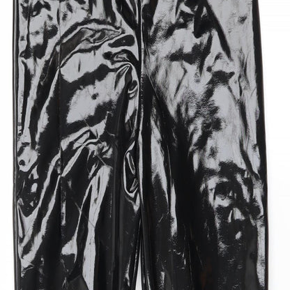 Rebellious Womens Black   Trousers  Size 8 L26 in - wet look