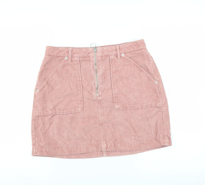 Topshop Womens Pink  Corduroy A-Line Skirt Size 12