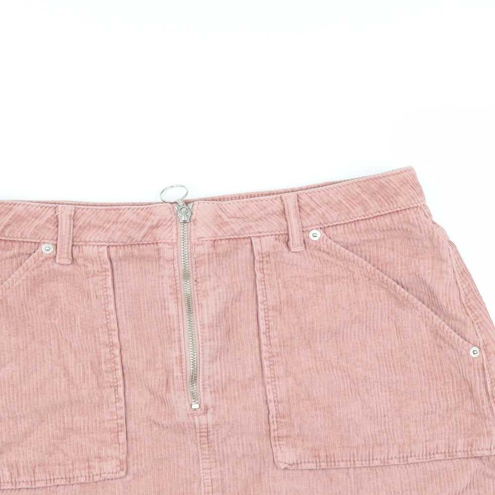 Topshop Womens Pink  Corduroy A-Line Skirt Size 12