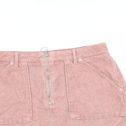 Topshop Womens Pink  Corduroy A-Line Skirt Size 12