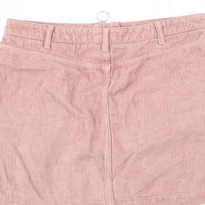 Topshop Womens Pink  Corduroy A-Line Skirt Size 12