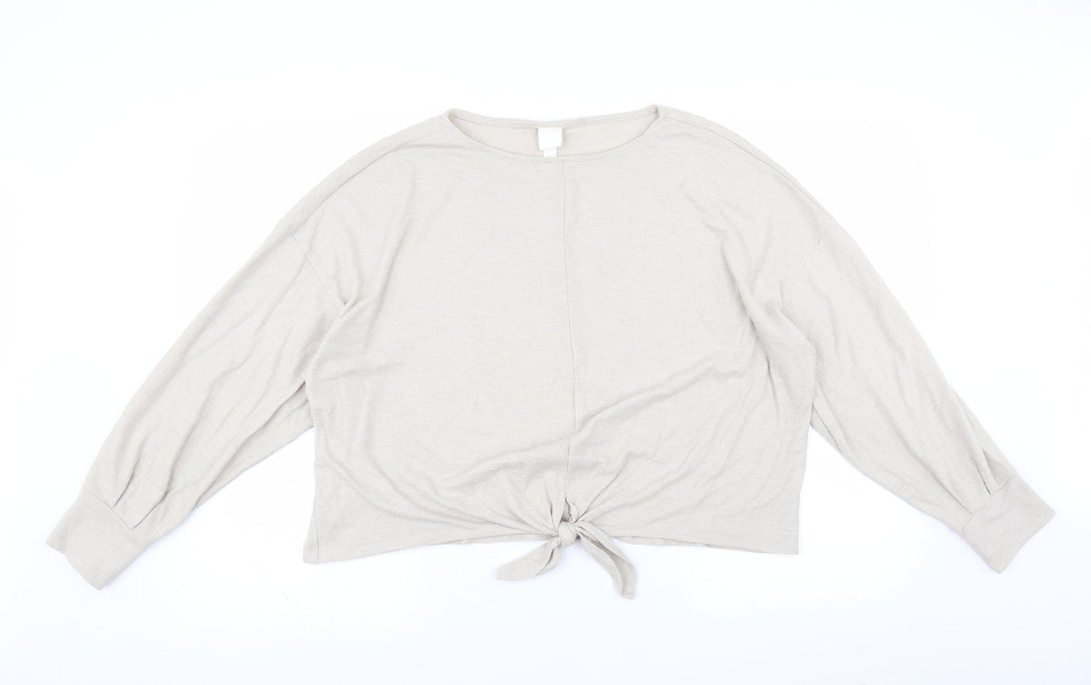 H&M Womens Beige   Pullover Jumper Size L  - Tie front