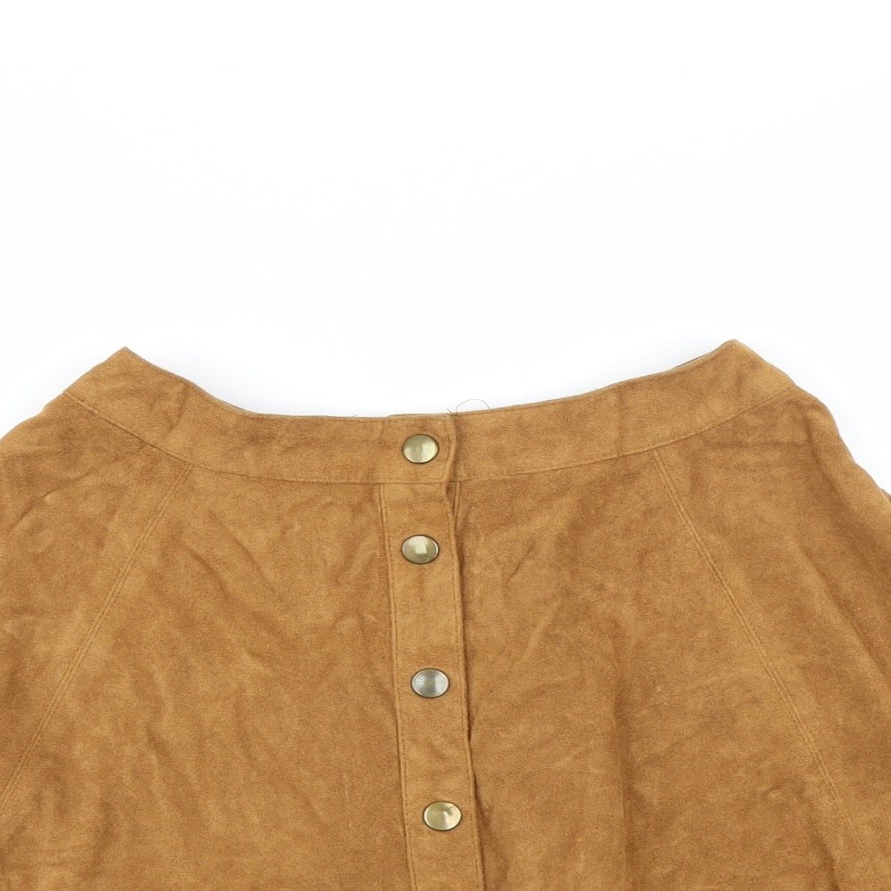 New Look Womens Beige   A-Line Skirt Size 4  - button front