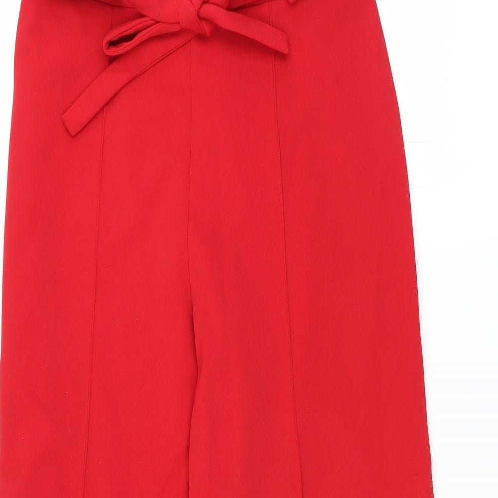 Miss Selfridge Womens Red   Trousers  Size 6 L22 in - cropped tie waist