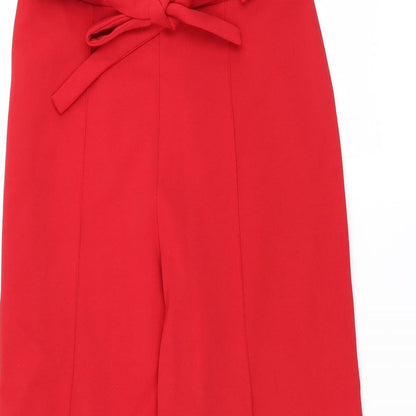 Miss Selfridge Womens Red   Trousers  Size 6 L22 in - cropped tie waist