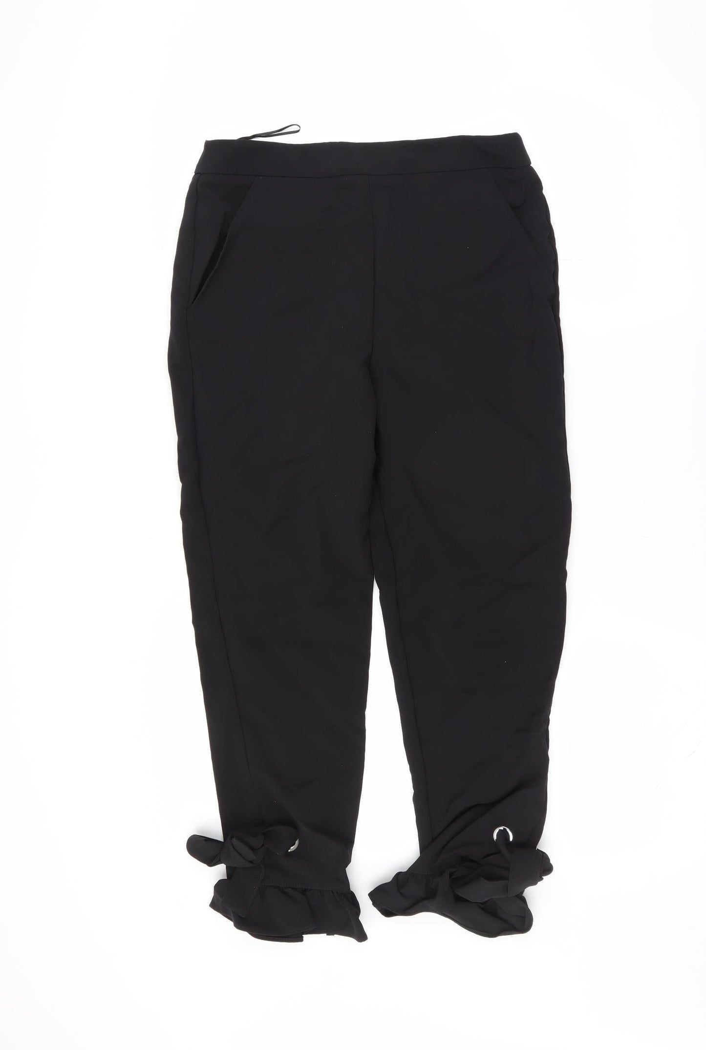 Sainsburys Womens Black   Trousers  Size 10 L24 in - ruffle leg detail