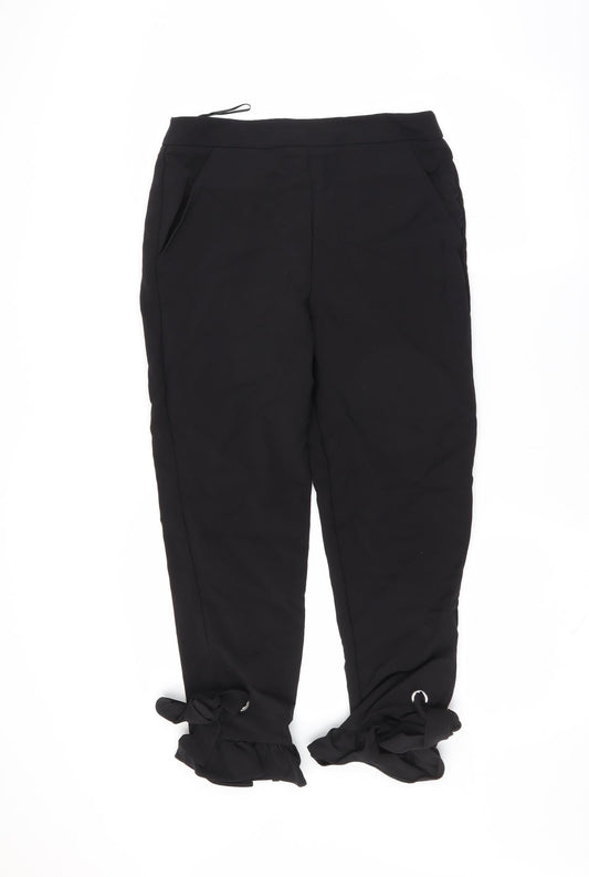 Sainsburys Womens Black   Trousers  Size 10 L24 in - ruffle leg detail