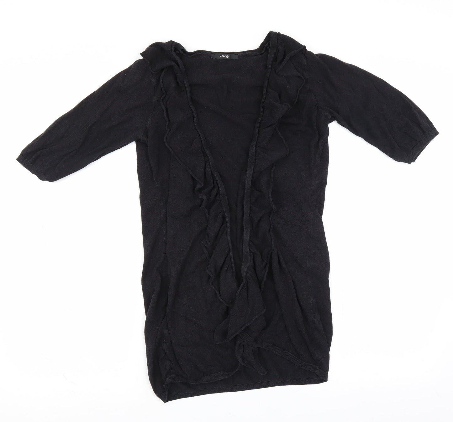 George Womens Black   Cardigan Jumper Size 12  - Ruffle Detail