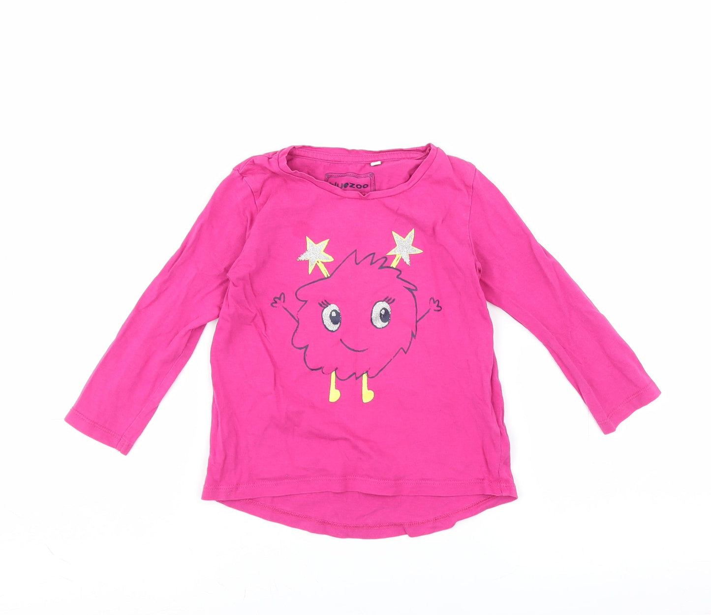 Blue Zoo Girls Pink   Basic T-Shirt Size 2-3 Years  - monster