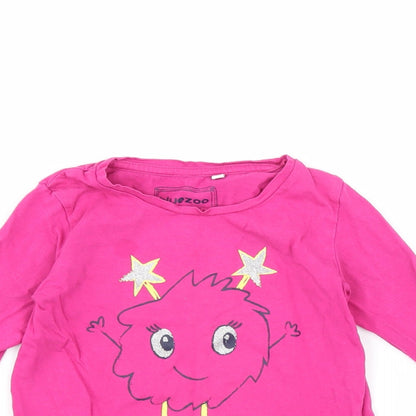 Blue Zoo Girls Pink   Basic T-Shirt Size 2-3 Years  - monster