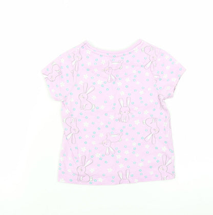 George Girls Purple   Basic T-Shirt Size 2-3 Years  - rabbits
