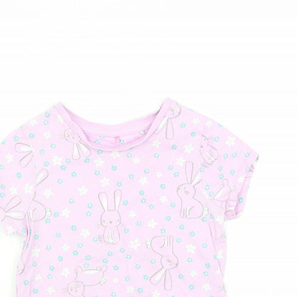 George Girls Purple   Basic T-Shirt Size 2-3 Years  - rabbits