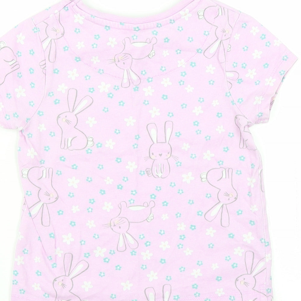 George Girls Purple   Basic T-Shirt Size 2-3 Years  - rabbits