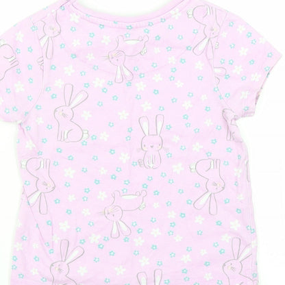 George Girls Purple   Basic T-Shirt Size 2-3 Years  - rabbits