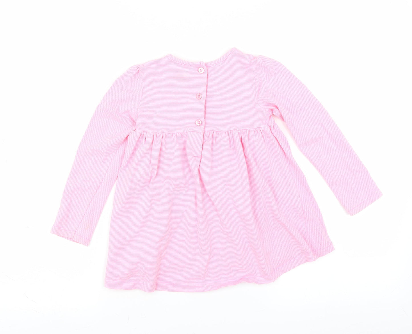 Little Me Girls Pink Striped  Fit & Flare  Size 4 Years  - Floral embroidery