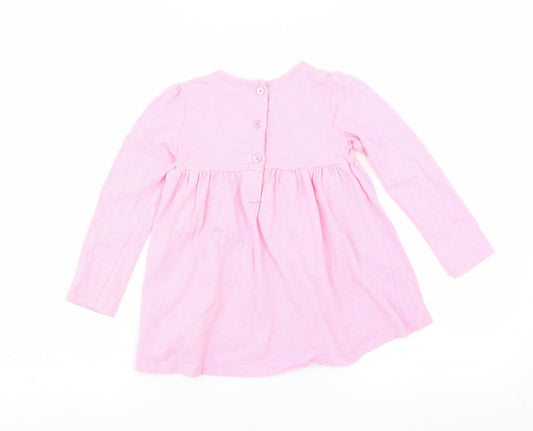 Little Me Girls Pink Striped  Fit & Flare  Size 4 Years  - Floral embroidery