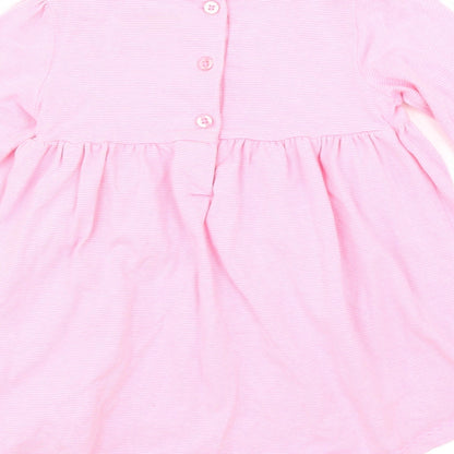Little Me Girls Pink Striped  Fit & Flare  Size 4 Years  - Floral embroidery