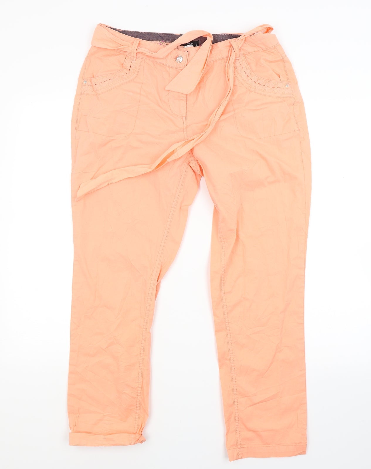 Womens UK Size 12 M&Co Regular Fit  Orange Trousers