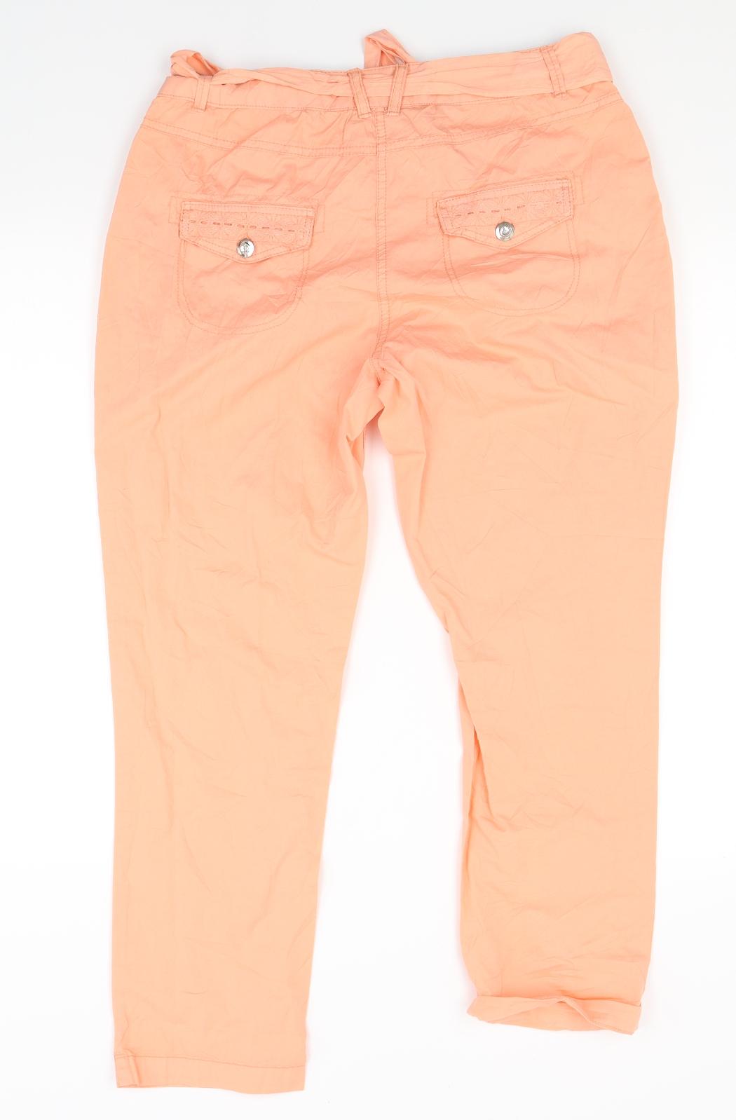 Womens UK Size 12 M&Co Regular Fit  Orange Trousers
