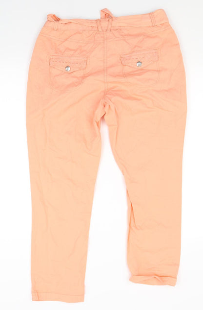 Womens UK Size 12 M&Co Regular Fit  Orange Trousers