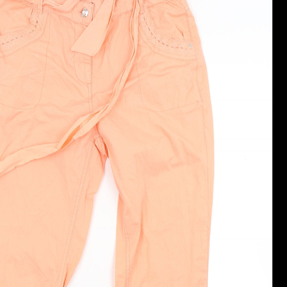 Womens UK Size 12 M&Co Regular Fit  Orange Trousers