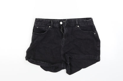 Primark Womens Black  Denim Cut-Off Shorts Size 12