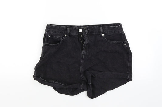 Primark Womens Black  Denim Cut-Off Shorts Size 12