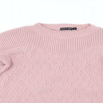 I SAW IT FIRST Womens Pink   Pullover Jumper Size M  - side slit