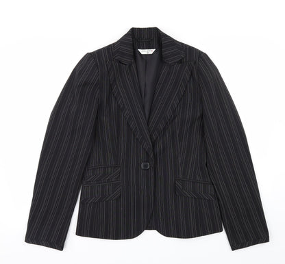 Select Womens Black Striped  Jacket Suit Jacket Size 12