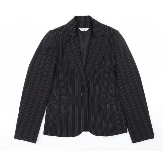 Select Womens Black Striped  Jacket Suit Jacket Size 12