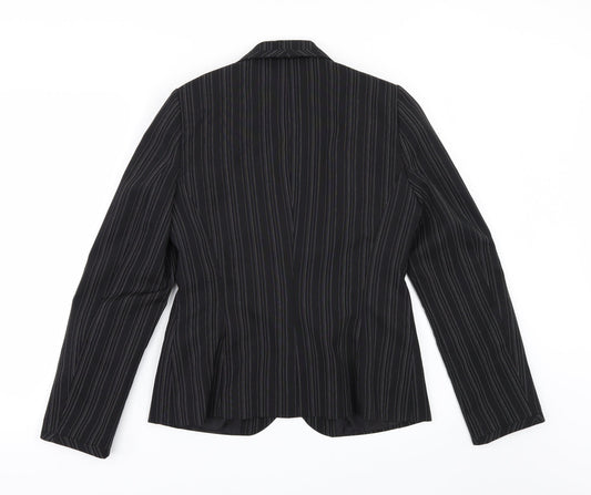Select Womens Black Striped  Jacket Suit Jacket Size 12