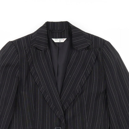 Select Womens Black Striped  Jacket Suit Jacket Size 12