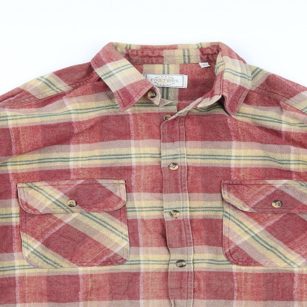 Mens UK Size L Foster's Red  Button-Up Long Sleeve Casual Shirt