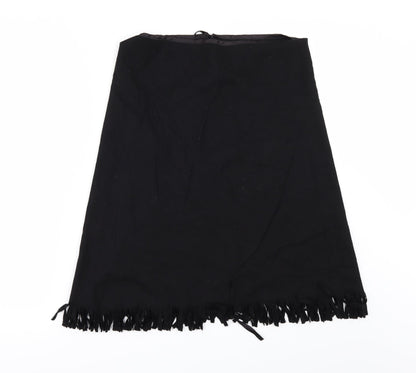 japonica Womens Black   A-Line Skirt Size 12  - fringed