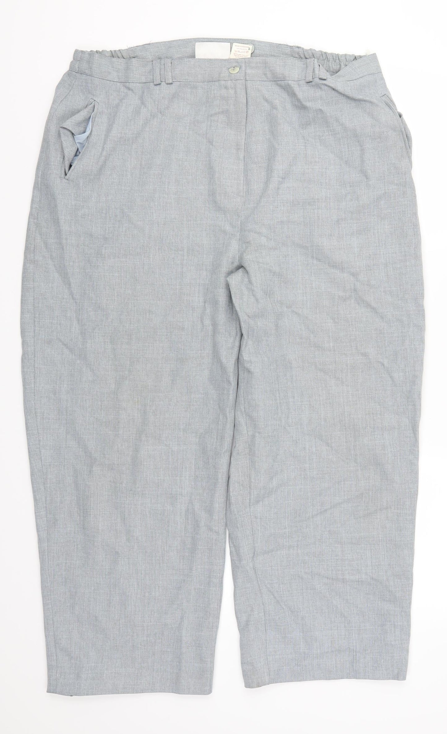 Womens UK Size 22 Bonmarché Regular Fit Cropped Blue Trousers