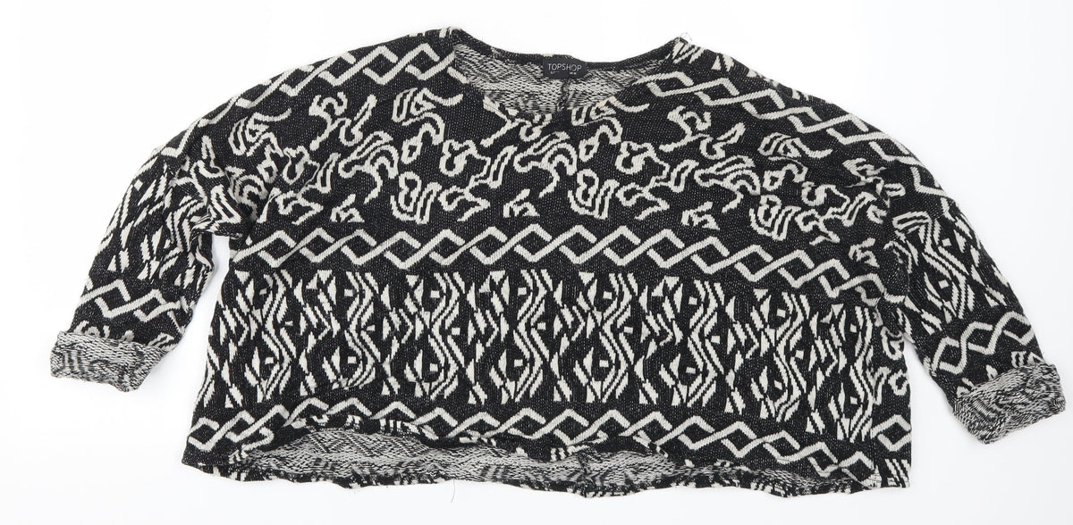 Topshop Womens Black Geometric  Pullover Jumper Size 10