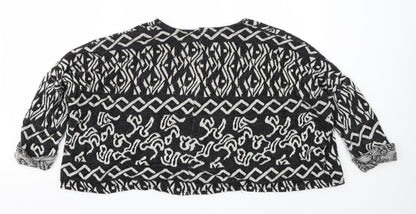Topshop Womens Black Geometric  Pullover Jumper Size 10