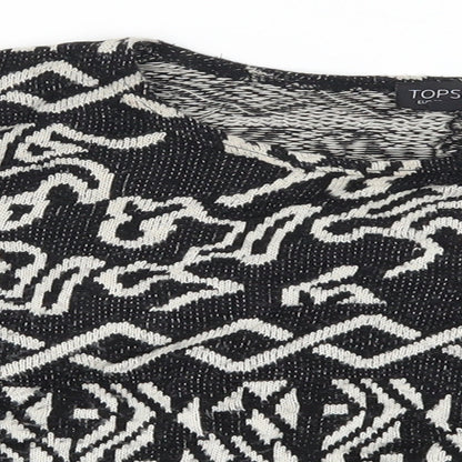 Topshop Womens Black Geometric  Pullover Jumper Size 10